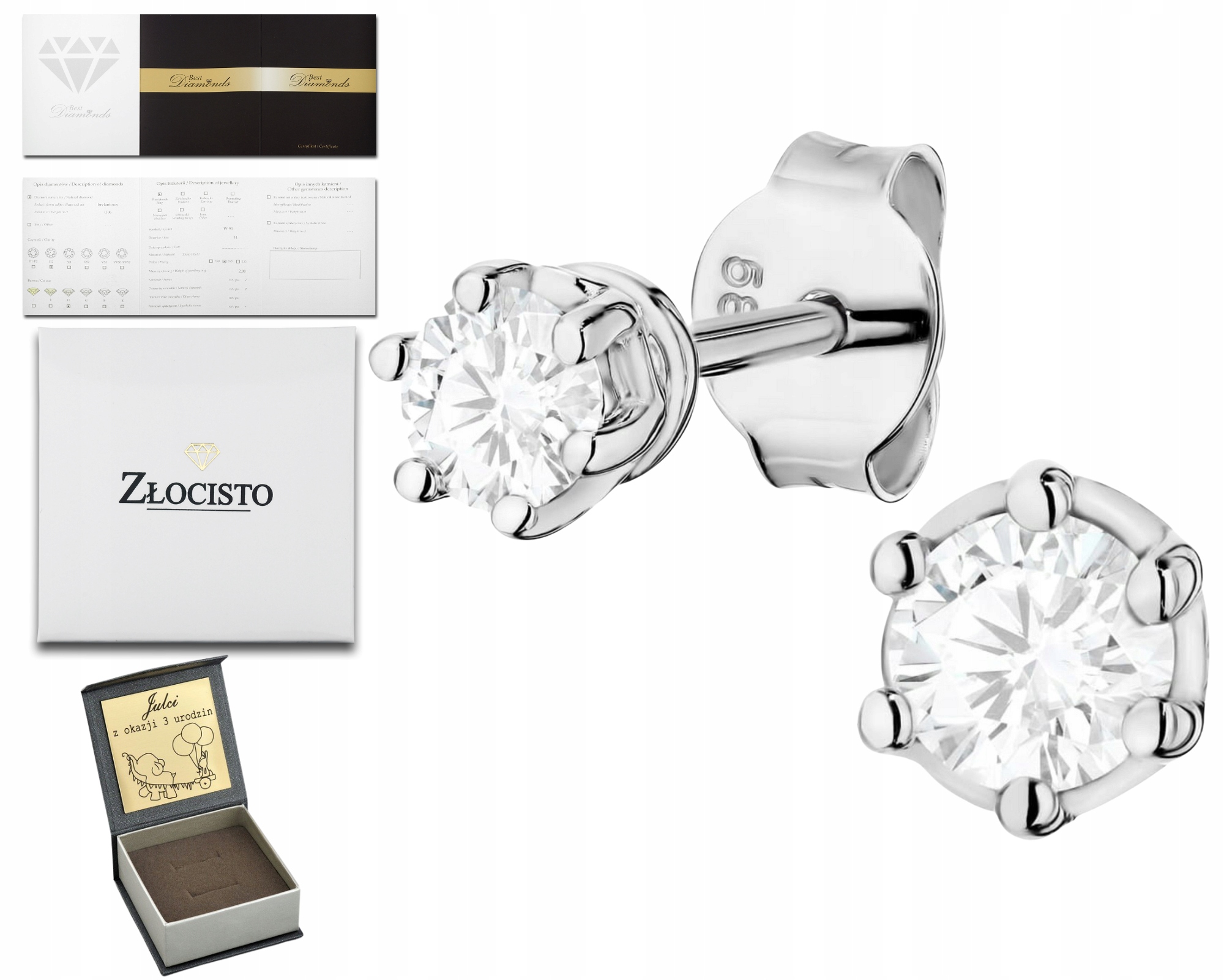 Náušnice z bílého zlata s diamanty 585, Dárek