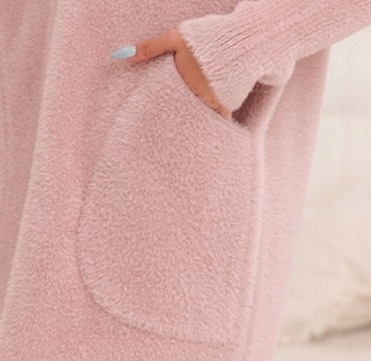 ALPAKA PŁASZCZ DAMSKI JESIENNY DŁUGI KAPTUR ZAMEK WEŁNA FUTERKO PUDROWY RÓŻ Odcień blady róż