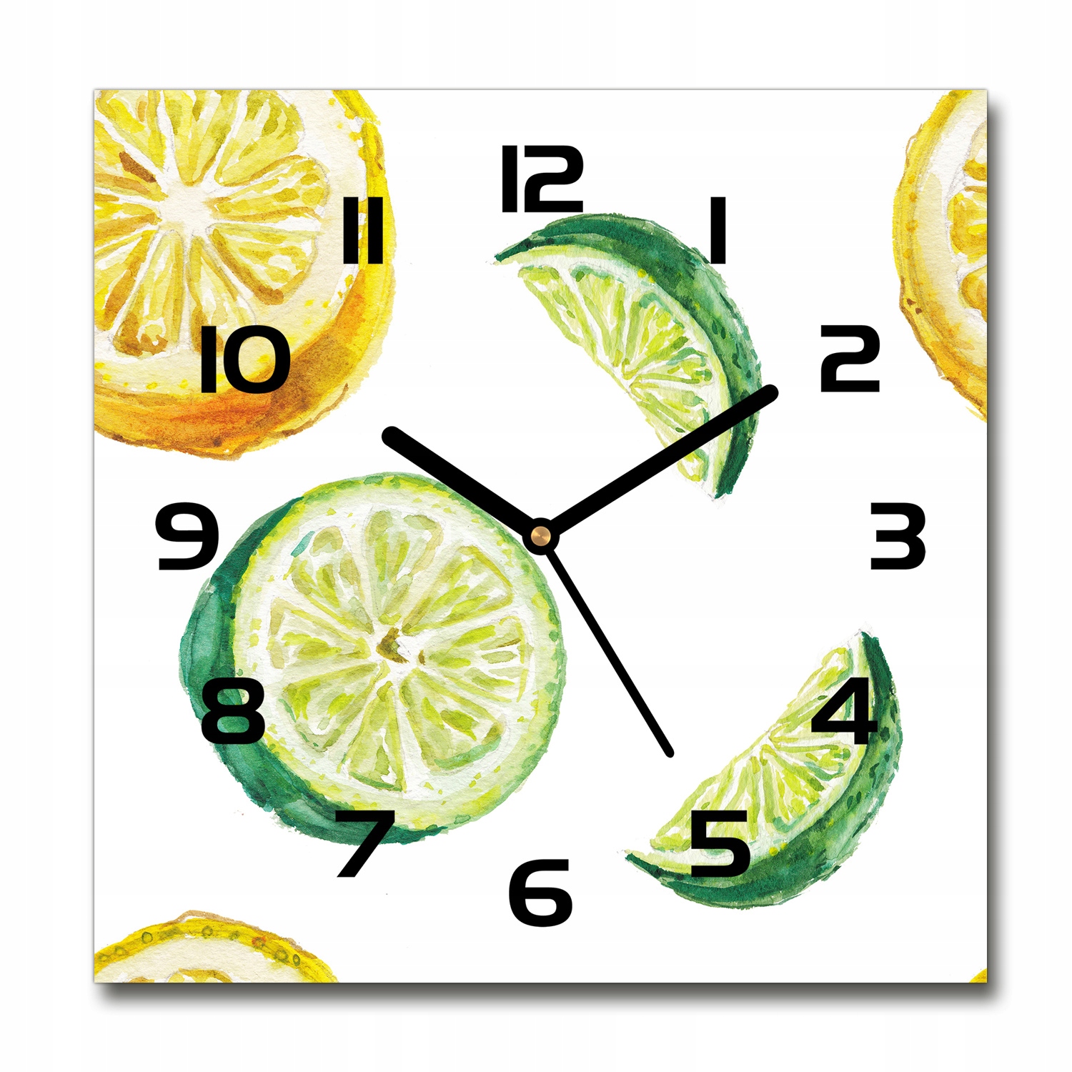 

Zegar szklany kwadratowy Cytryna i limonka 30x30