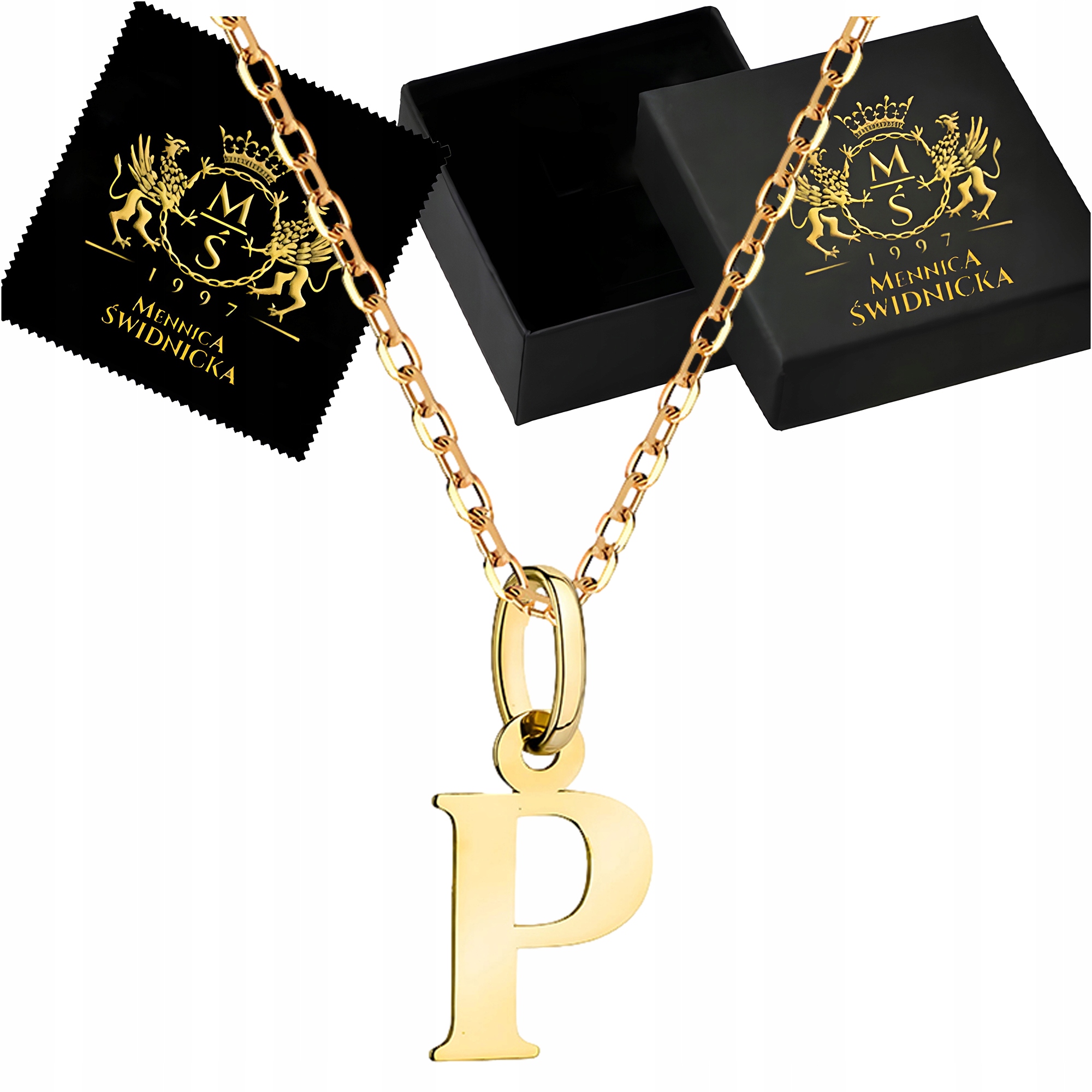 Dámský zlatý náhrdelník s písmenem P, Přívěsek a Řetízek , zlato 585, ženský