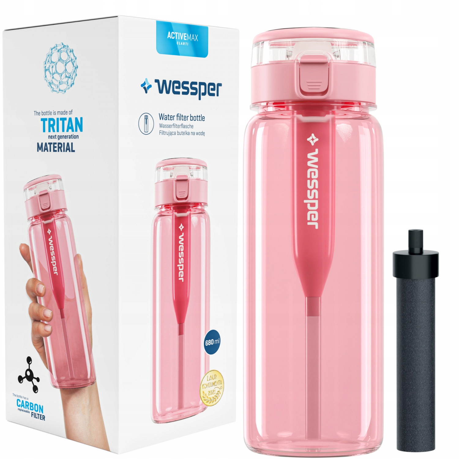 

Butelka Tritanowa Filtrująca Wessper Różowa 680 ml