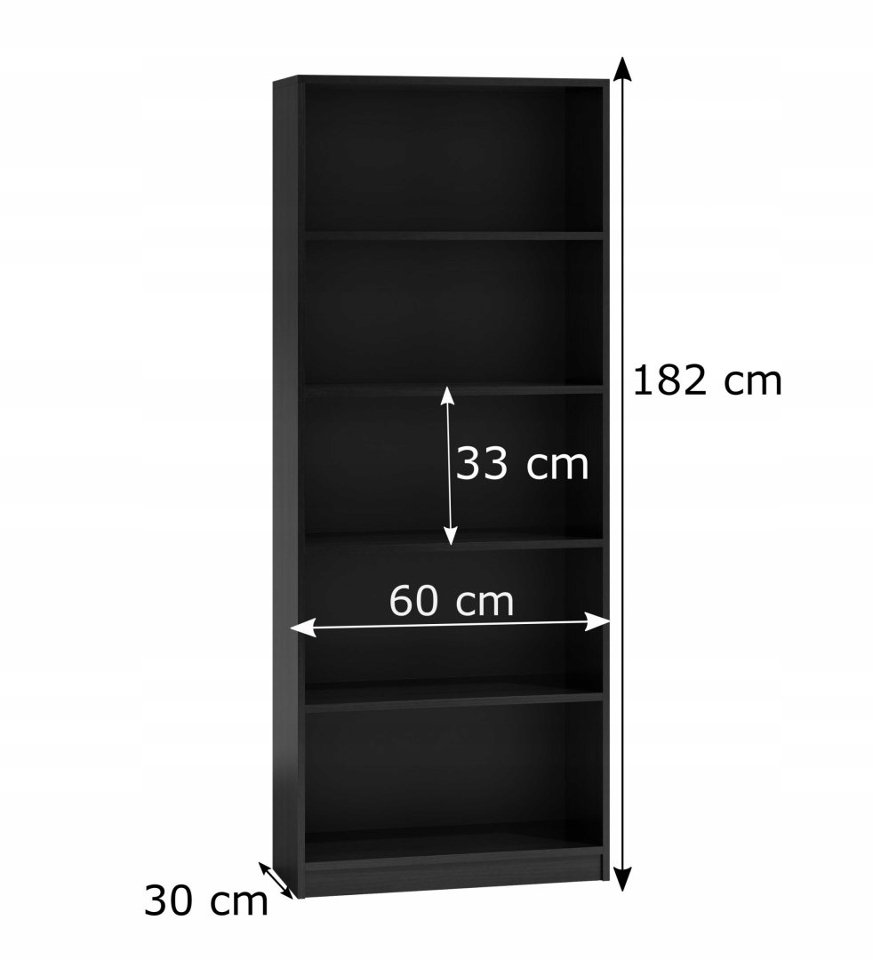 REGAŁ R60 - CZERŃ Wysokość mebla 182 cm