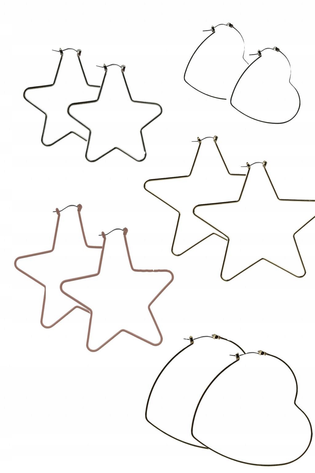 

C1S002 LEFTIES__ML4 Kolczyki Gwiazdy Serca 5-PACK
