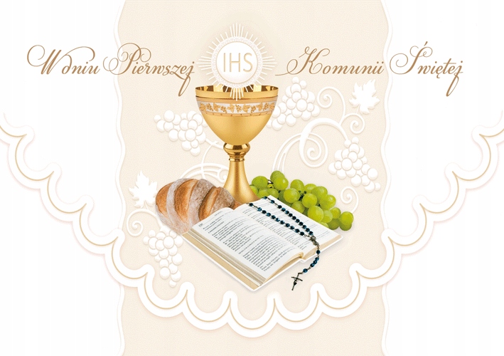 

Pamiątki Kartki Komunijne z tekstem z brokatem KD2