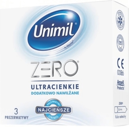 

Prezerwatywy Unimil Zero, ultracienkie, 3 szt.