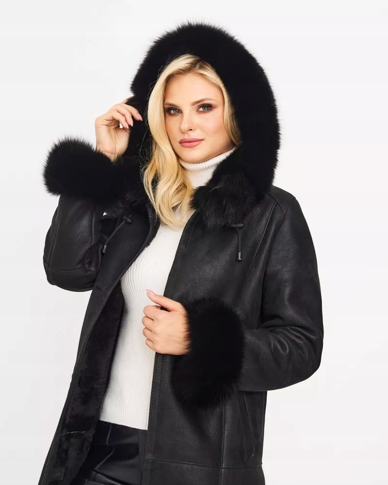 Naturalny damski kożuch Magda obszycie L Rozmiar L