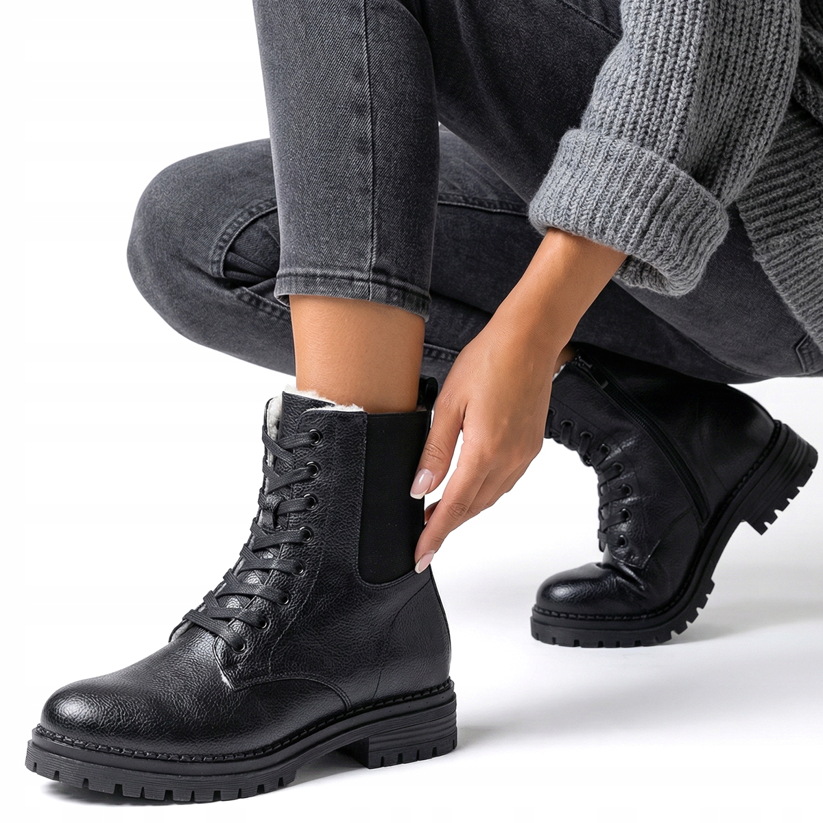 Kotníkové Boty lehké trapery s Zateplením módní boty dezén podrážky Suwak Wojtyłko 36