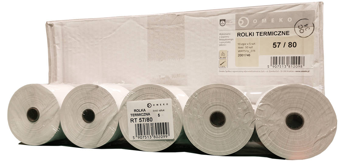

Rolki termiczne 57x80 do kasy fiskalnej rolka 50sz