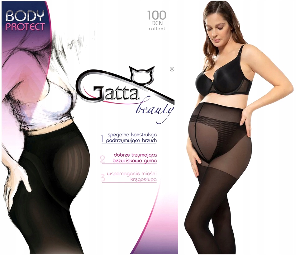 GATTA RAJSTOPY CIĄŻOWE PROTECT 100 DEN NERO 5-XL