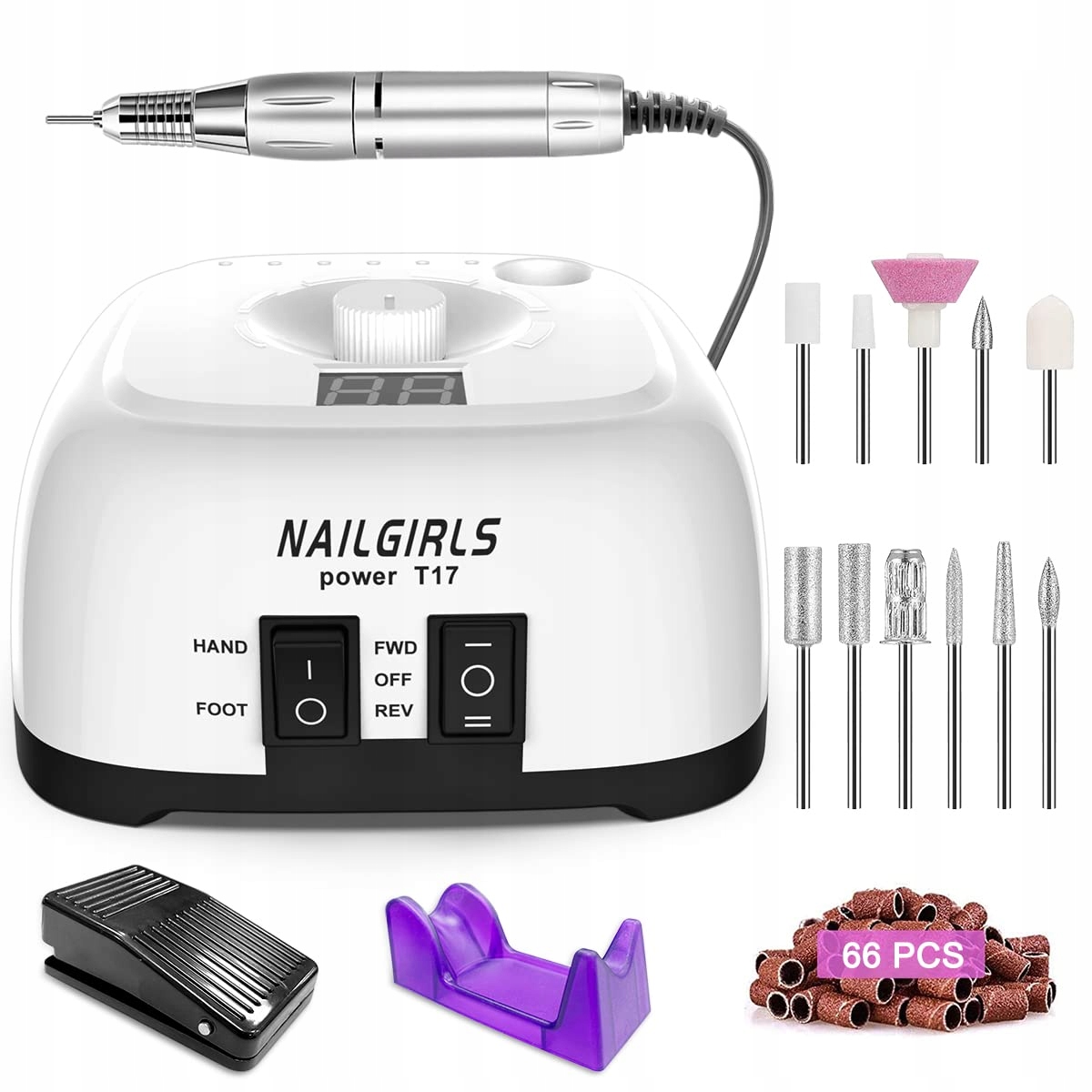 Nailgirls Elektrický Pilník na nehty Sada 11v1 pro manikúru a pedikúru