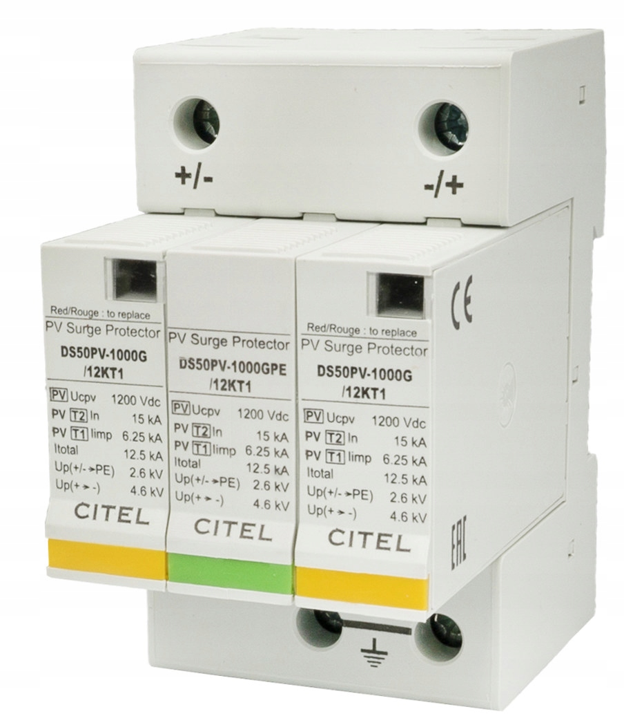 Omezovač přepětí typ 1+2 (bc) 12,5kA 2p+GDS50PV-1000G/12KT1