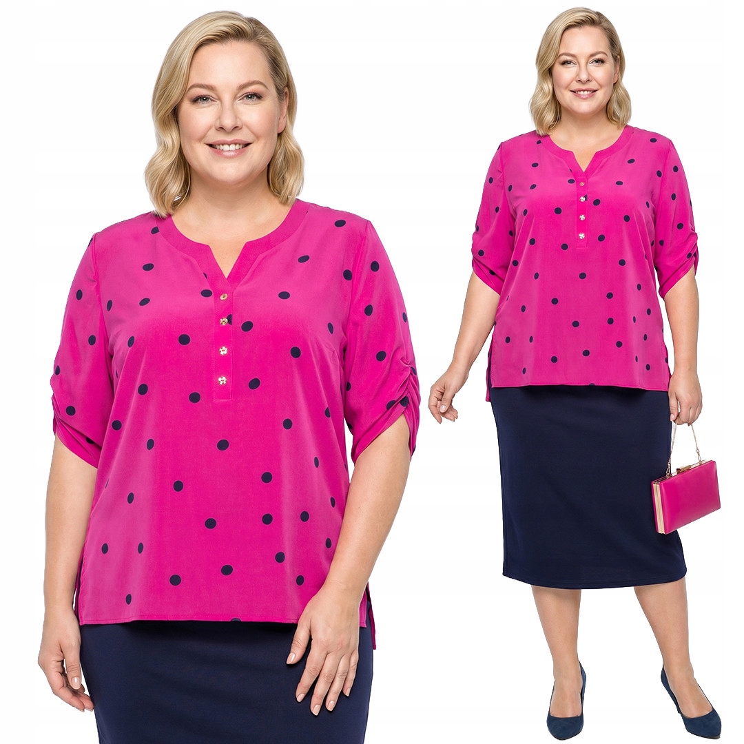 Růžová halenka s puntíky plus size velikost 48