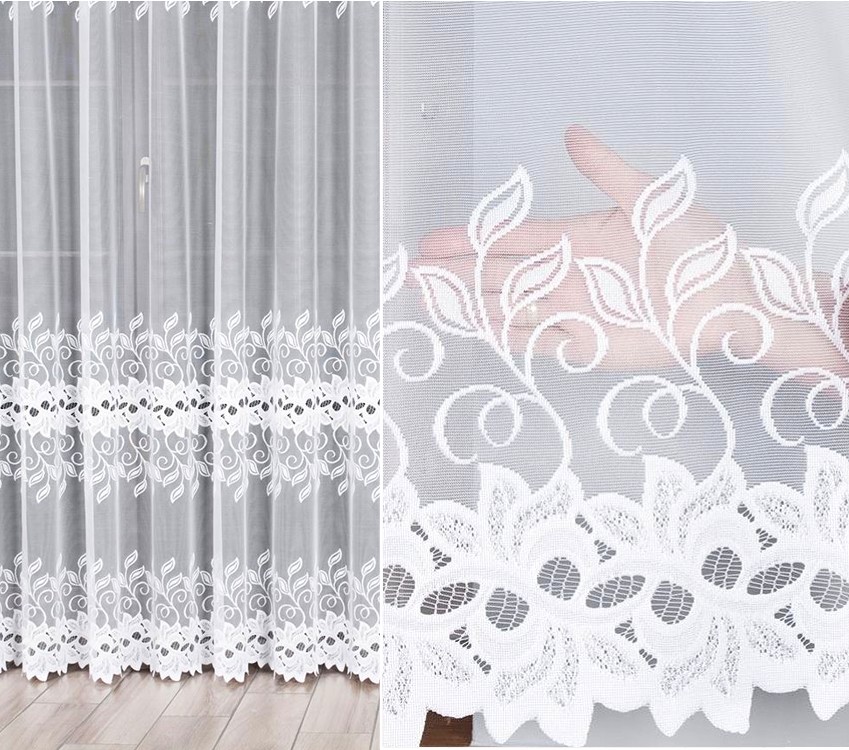 Bastia firana żakardowa wzór 648107 300x220cm prosta (gotowa) z obszyciem