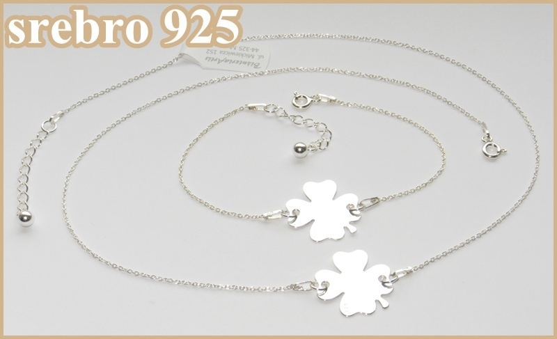 

Naszyjnik i bransoletka Koniczynka Celebrytka 925