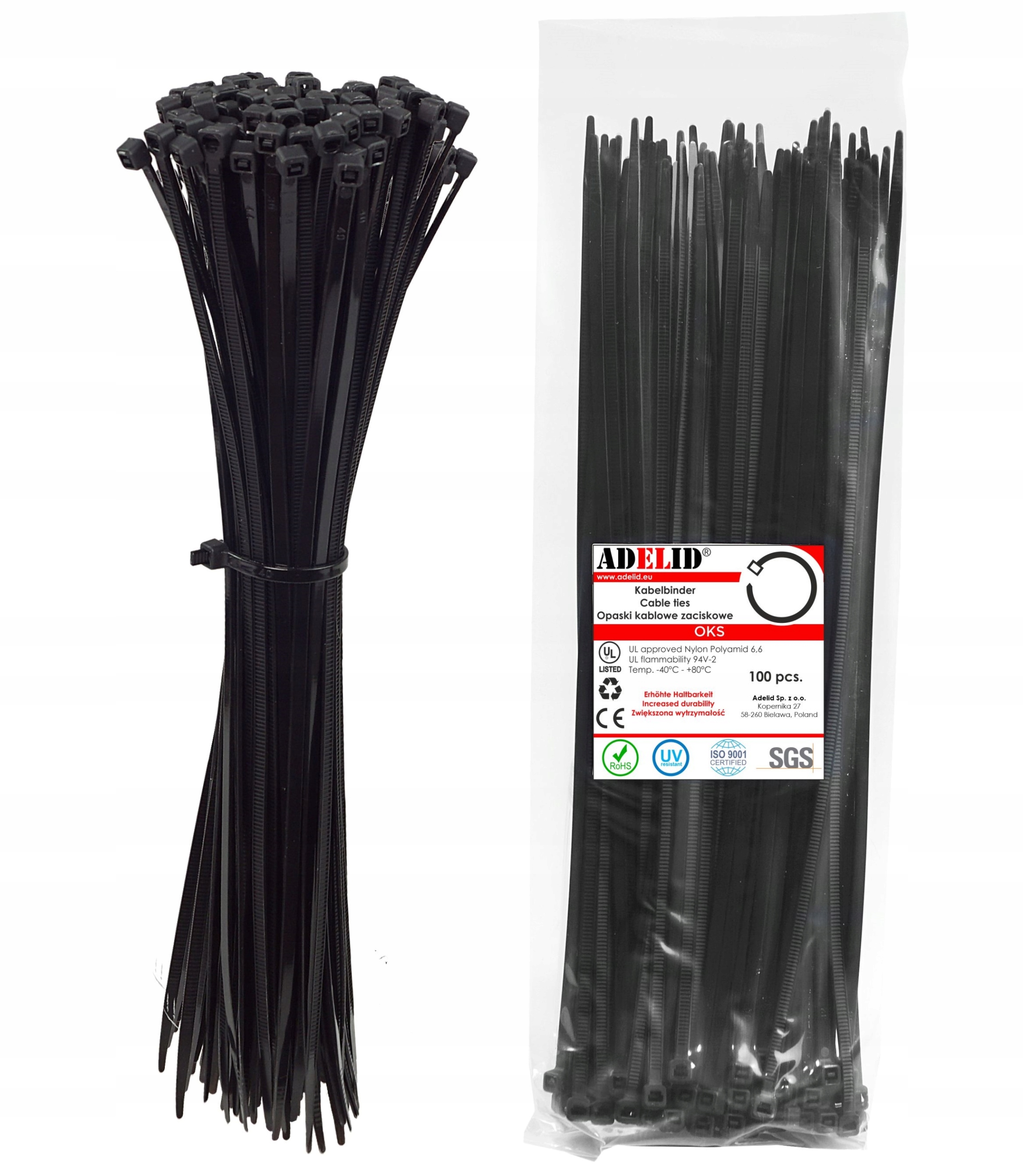 MOCNE OPASKI ZACISKOWE KABLOWE TRYTKI TRYTYTKI CZARNE TAŚMA 4,8x350 100 SZT Kod producenta 5900378961291