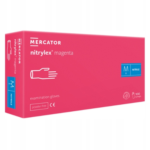 

Rękawice nitrylowe z różowe Magenta 100 szt. M