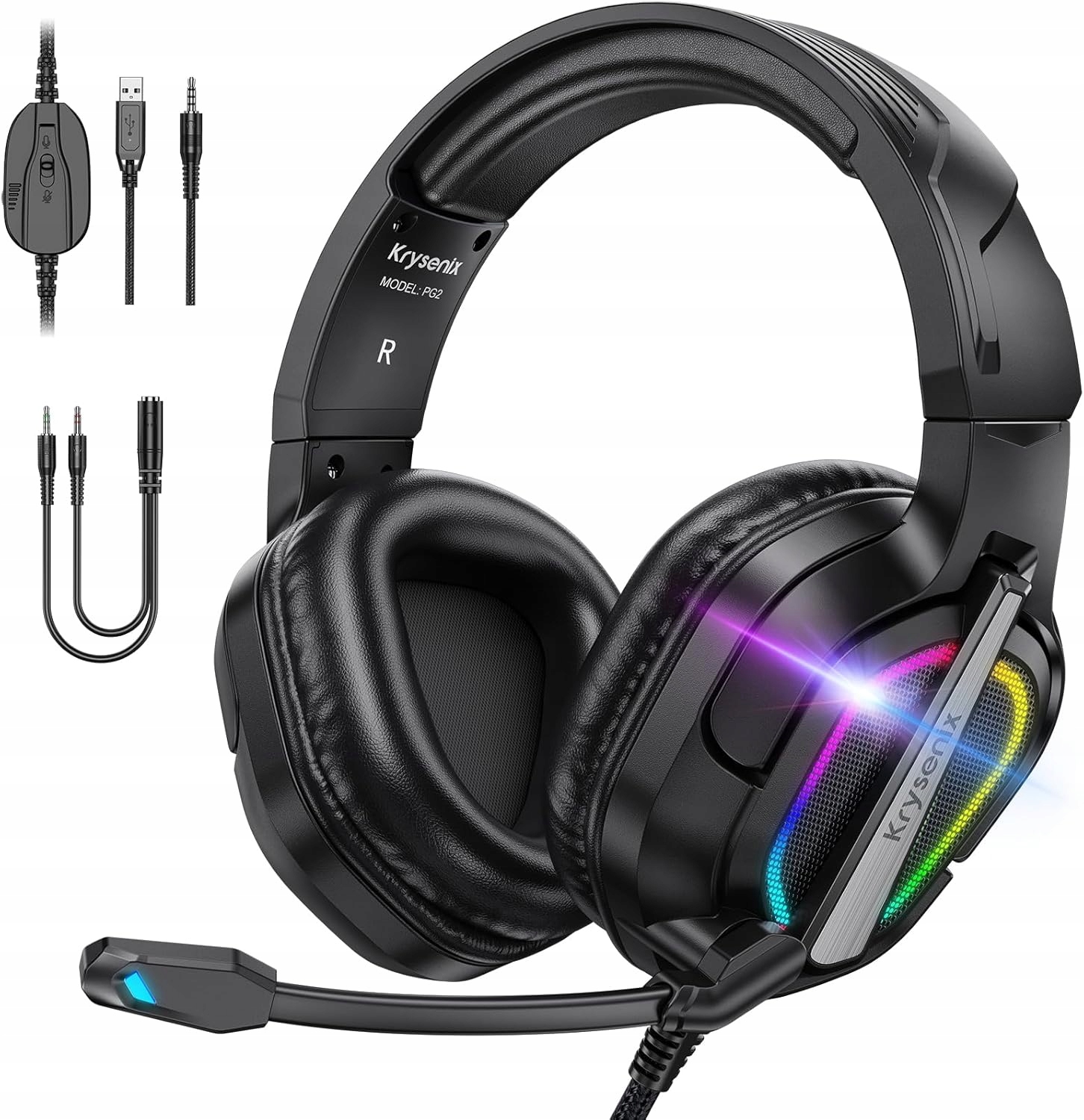 PG2 Rgb gamer headset PS4, PS5, Pc, Xbox, Nintendo Switch készülékekhez