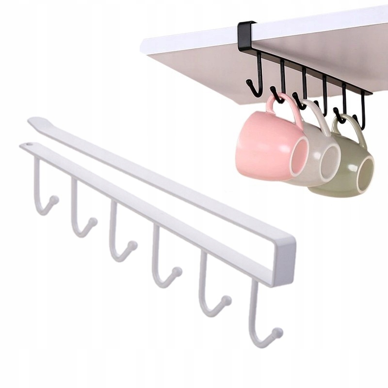 WIESZAK NA KUBKI UCHWYT PODWIESZANY 6 HACZYKÓW