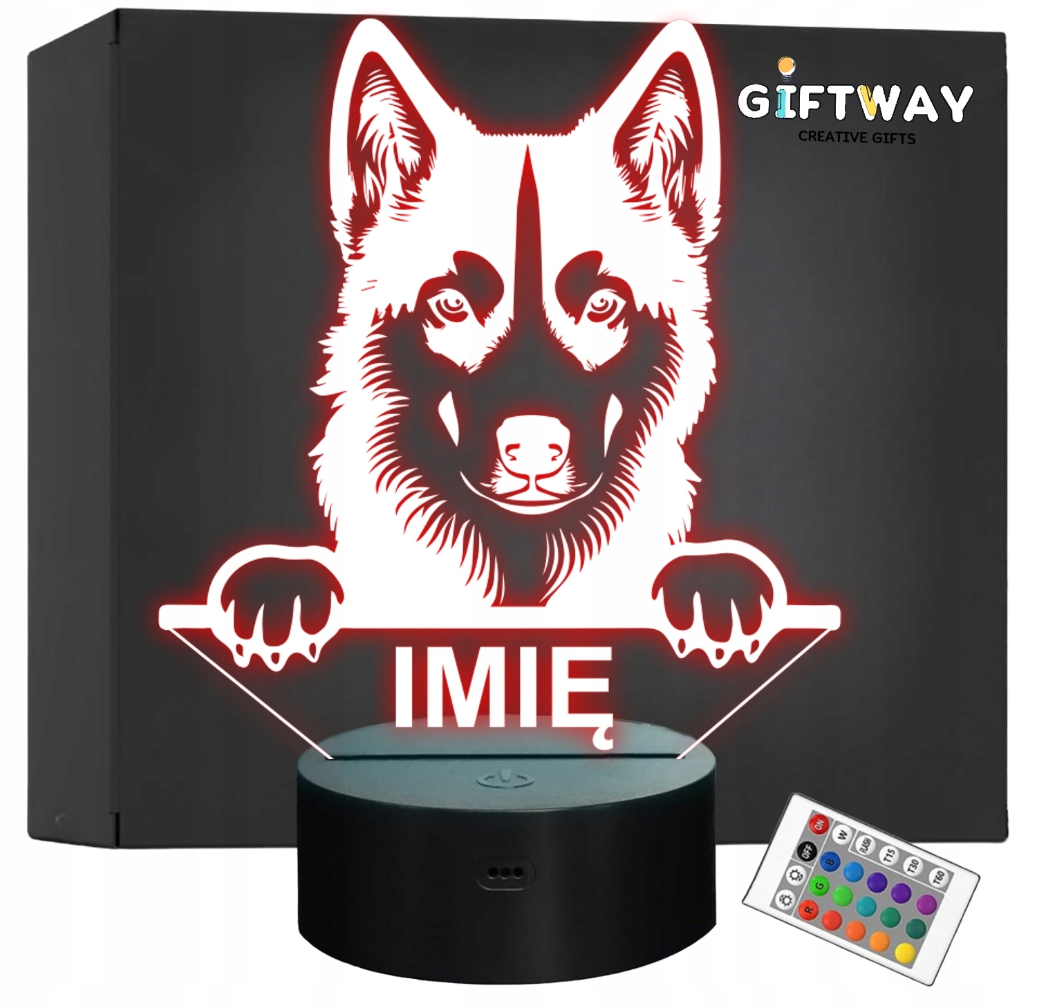 Lampka Nocna LED Husky Rasa Psa z Imieniem na Prezent v.1