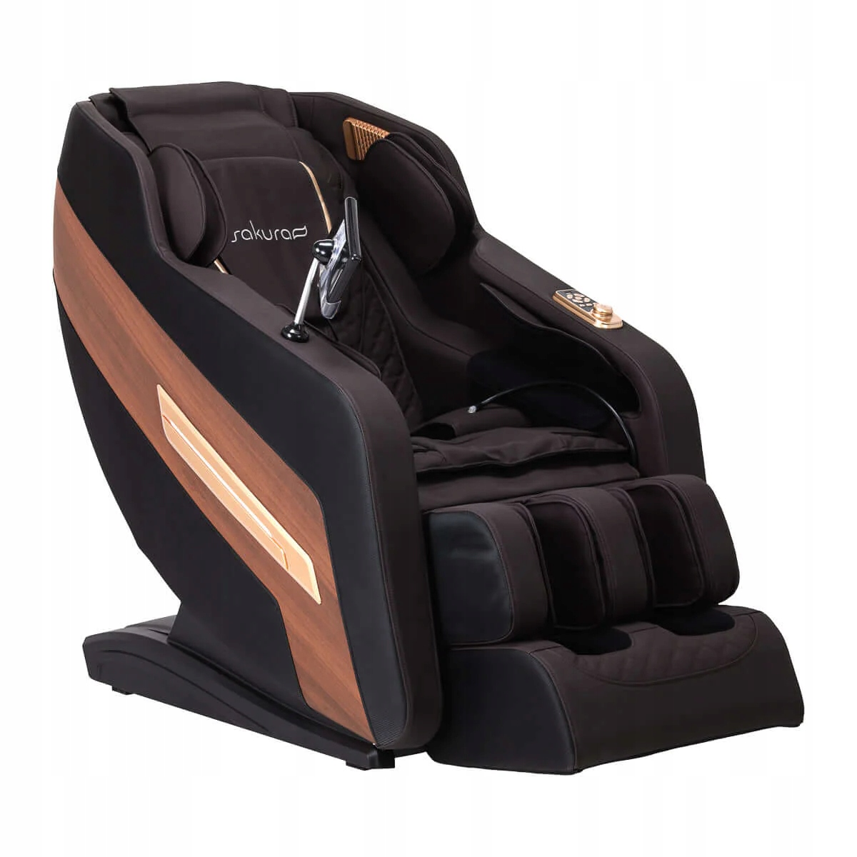 Fotel Masujący Sakura Classic 306A Masaż Drewno Skóra Czarny Z Masażerami