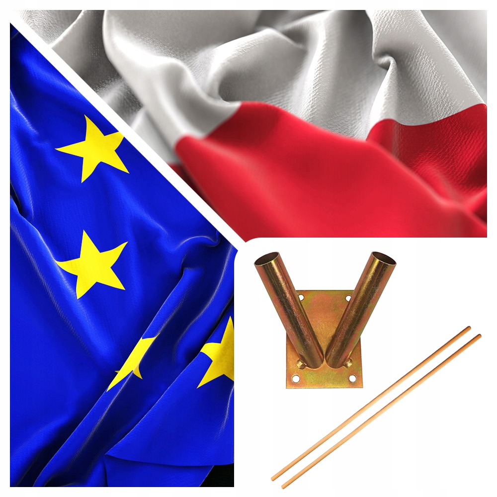 

Flaga Polski Ue uchwyt flagi Ocynk maszt duży