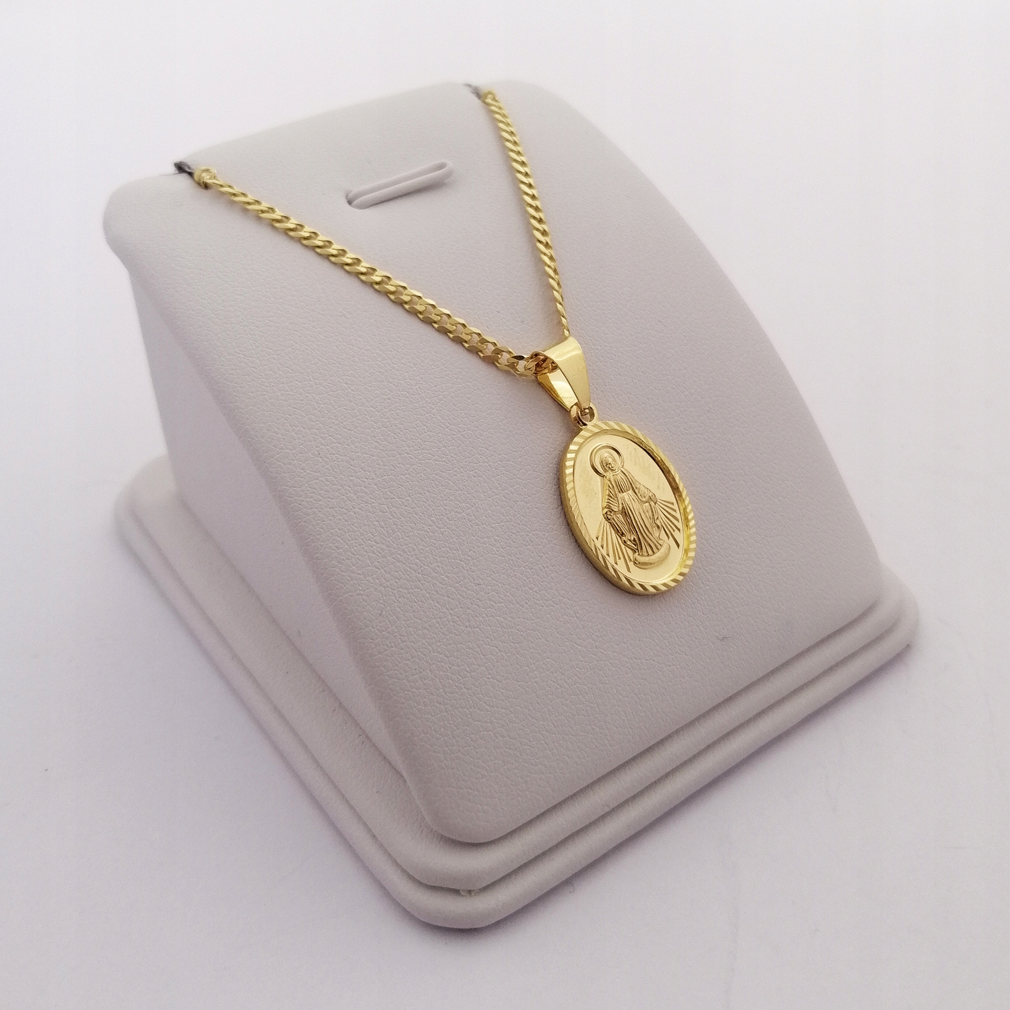 ŁAŃCUSZEK ZŁOTY MEDALIK KOMUNIA CHRZEST GRAWER 925 Kolekcja Na Komunię Komunijny Chrzest Grawer