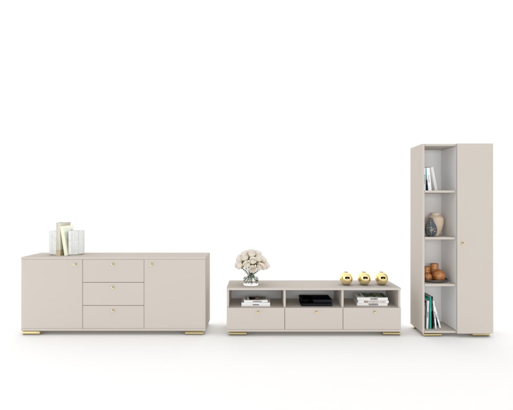 Sada nábytku do obývačky Obývacia Stena Veľká komoda Rtv skrinka Vitrína Kašmír