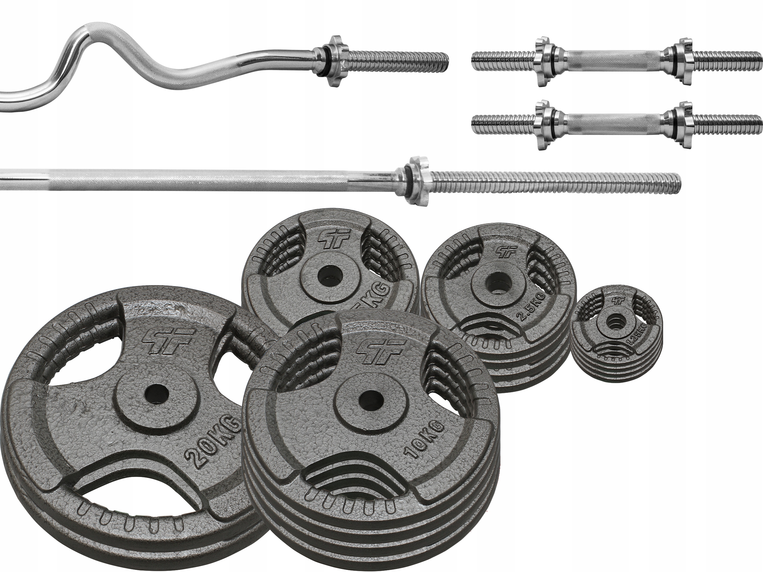 

Zestaw 135KG Obciążenie Żeliwne 29MM + 4 Gryfy