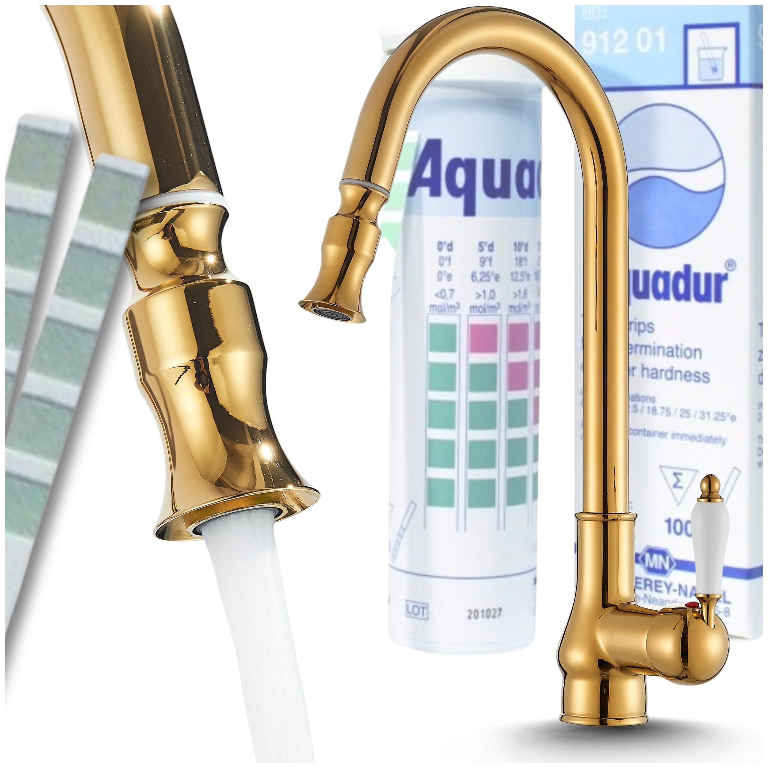 Kuchynská batéria Zlatá Na dosku Vyťahovateľná Pohyblivý výtok Retro Starý štýl