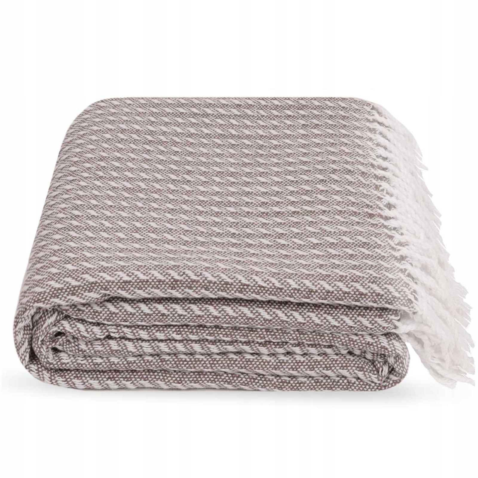 Bavlněný přehoz na postel Pled Mocha 140 x 200 cm