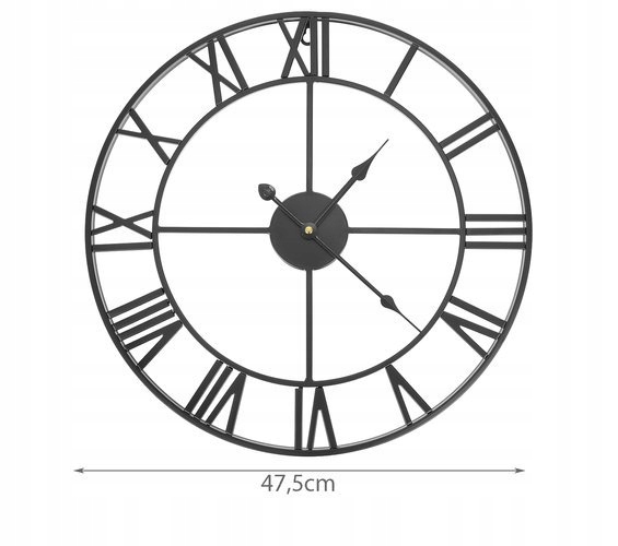 Zegar Ścienny Retro Loft Rzymski 3D Vintage Duży Zasilanie baterie