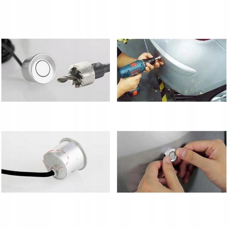 Czujniki parkowania Kamera cofania lusterko LCD Mounting position holes in the bumper