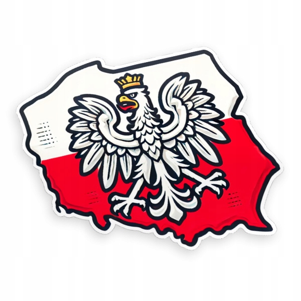 Naklejka Militarna Kontur Polski Orzeł W Koronie na Samochód Motocykl