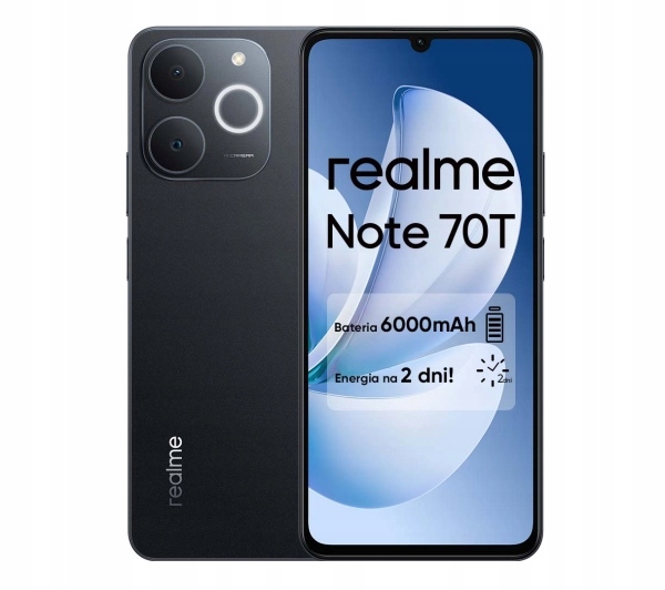 Smartfon realme Note 70T 4/256GB 6,75'' 90Hz 6000mAh Obsidian Black Czarny