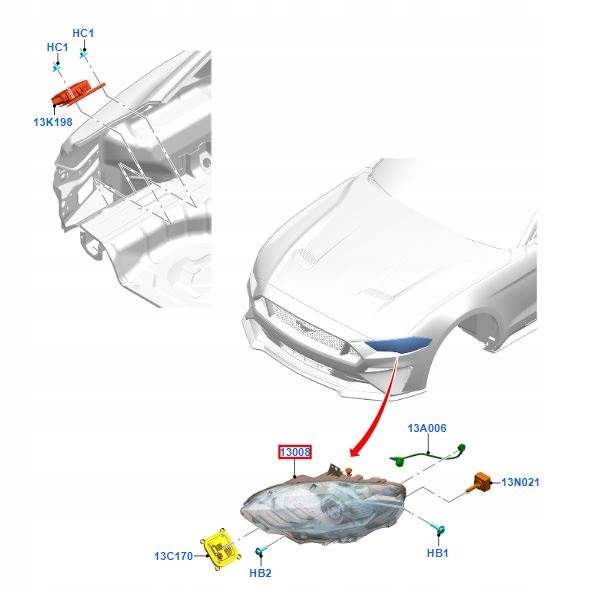 OE REFLEKTOR PRZEDNI LEWY FORD MUSTANG Mk6 2017- Typ samochodu Samochody osobowe