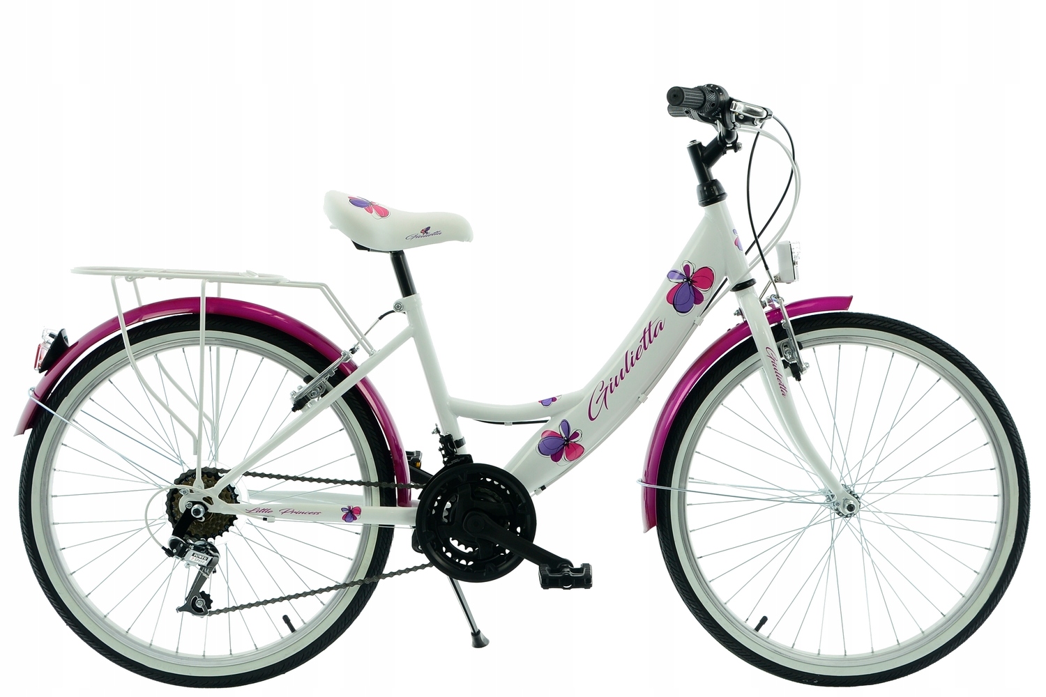 Rower 24 Kands Laguna Giulietta biało-różowy połysk R14 wzrost 130-150 cm