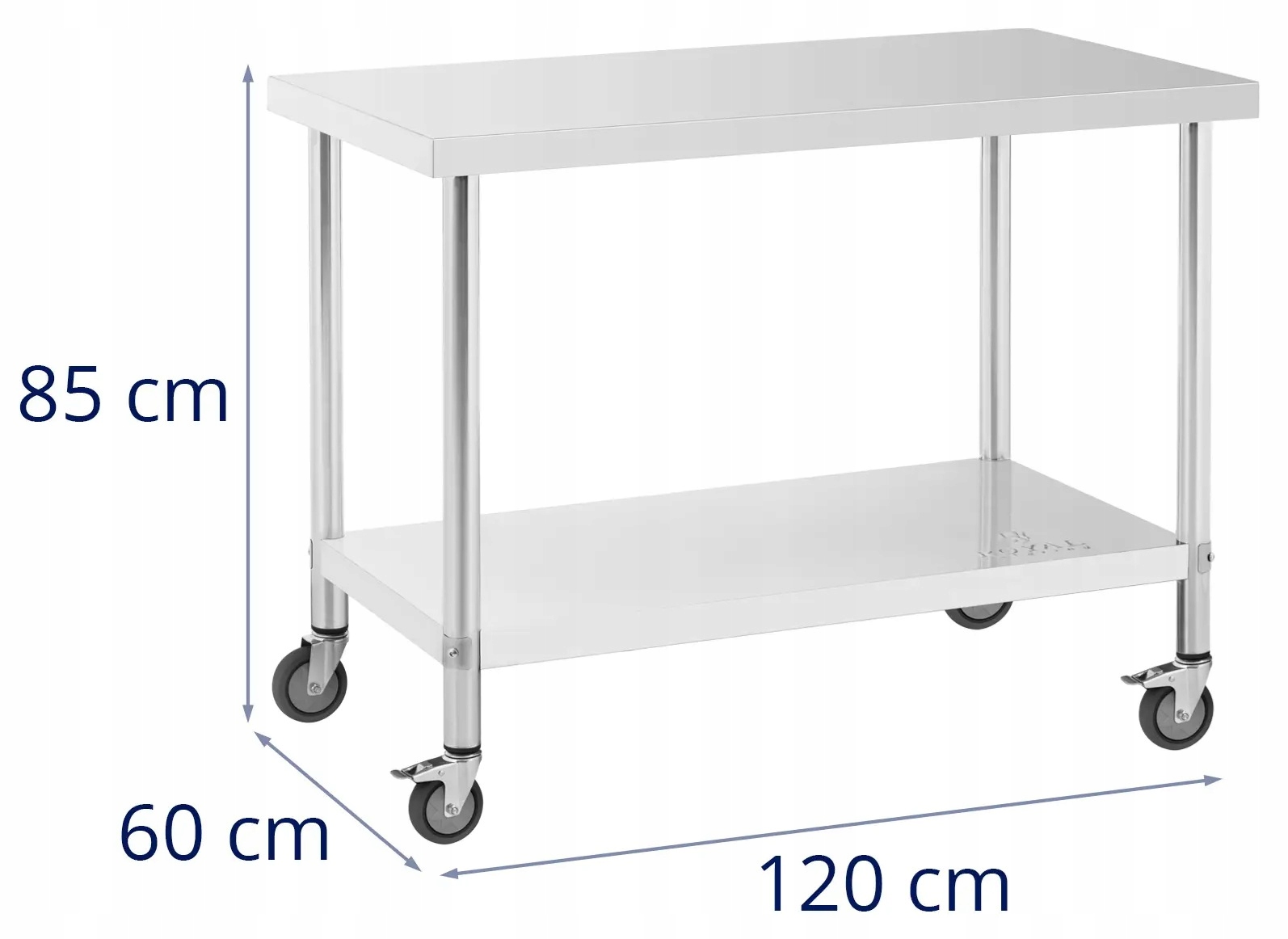 Stół nierdzewny z półka kółka 120x60 Royal Catering RCAT-120/60-W 10012804