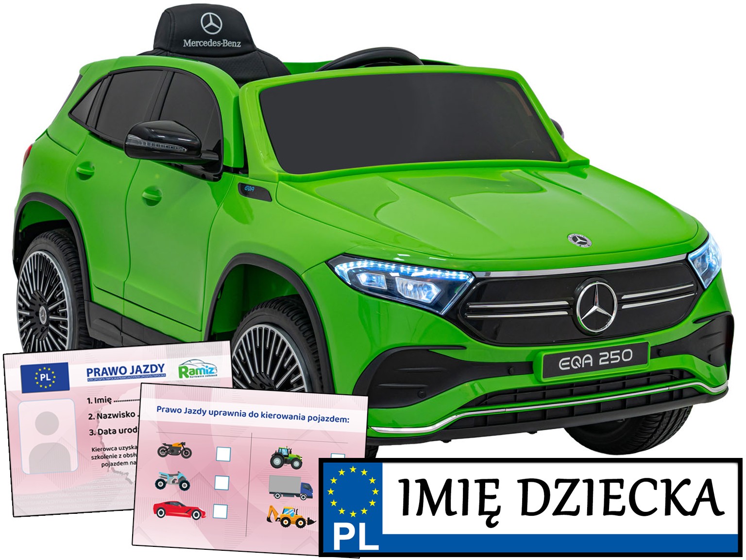 samochód na akumulator dla dzieci Mercedes Benz Eqa 250 mocne silniki 4x35W
