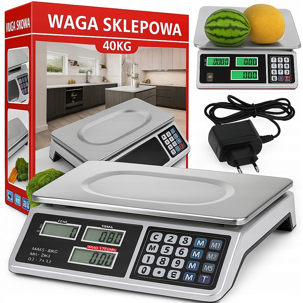 Obchodová Váha 40KG 2g Elektronická Kuchyňská Gastronomická Skladovací