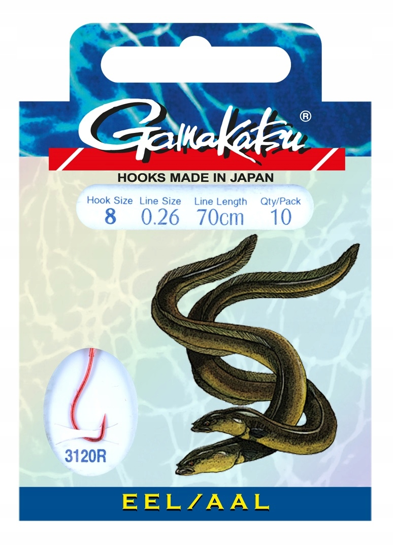 Przypony Eel 3120r 10 Sztuk 0,26mm Hak 8 Gamakatsu
