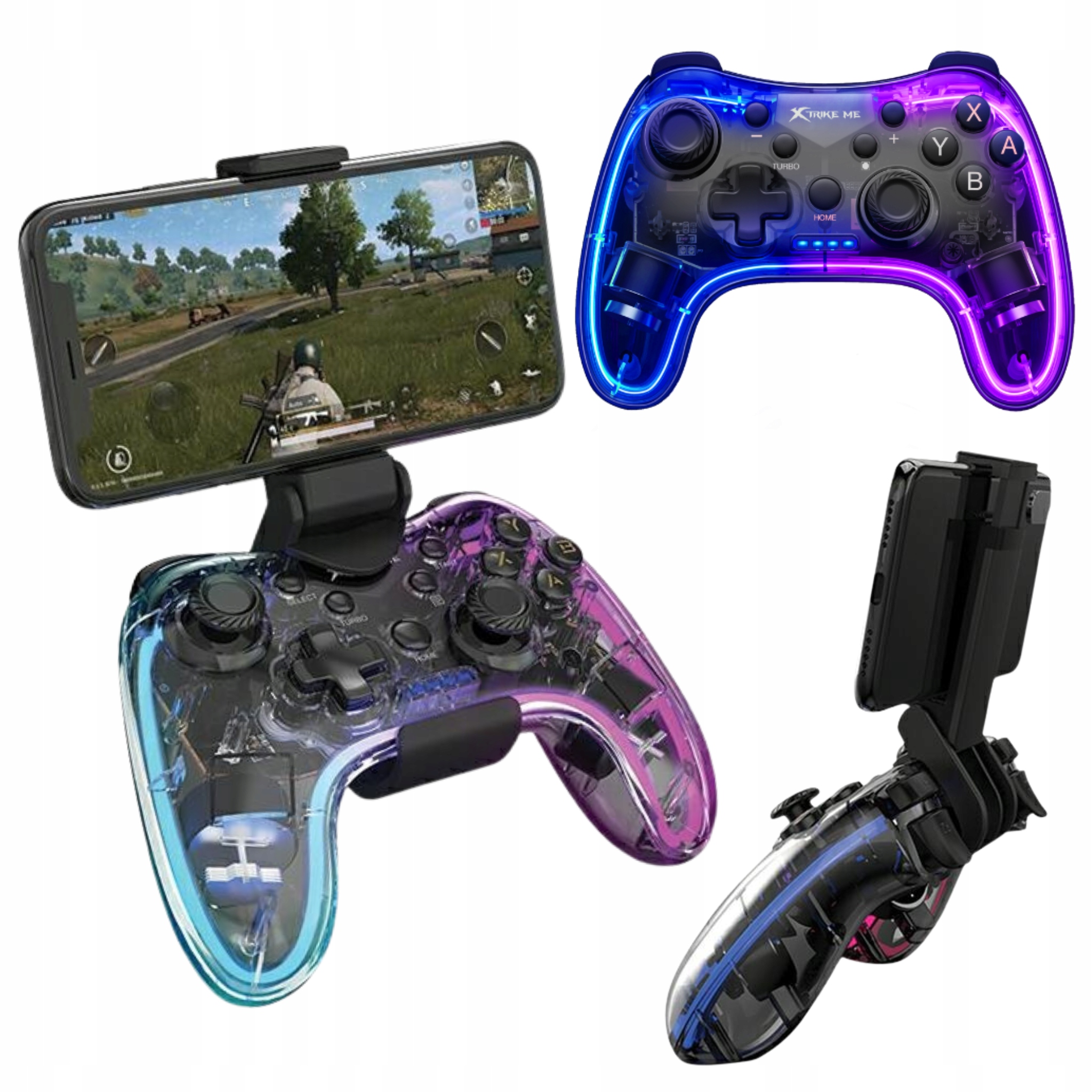 Pad kontroler do gier z uchwytem na telefon Xtrike Me Pc Android iOS Switch