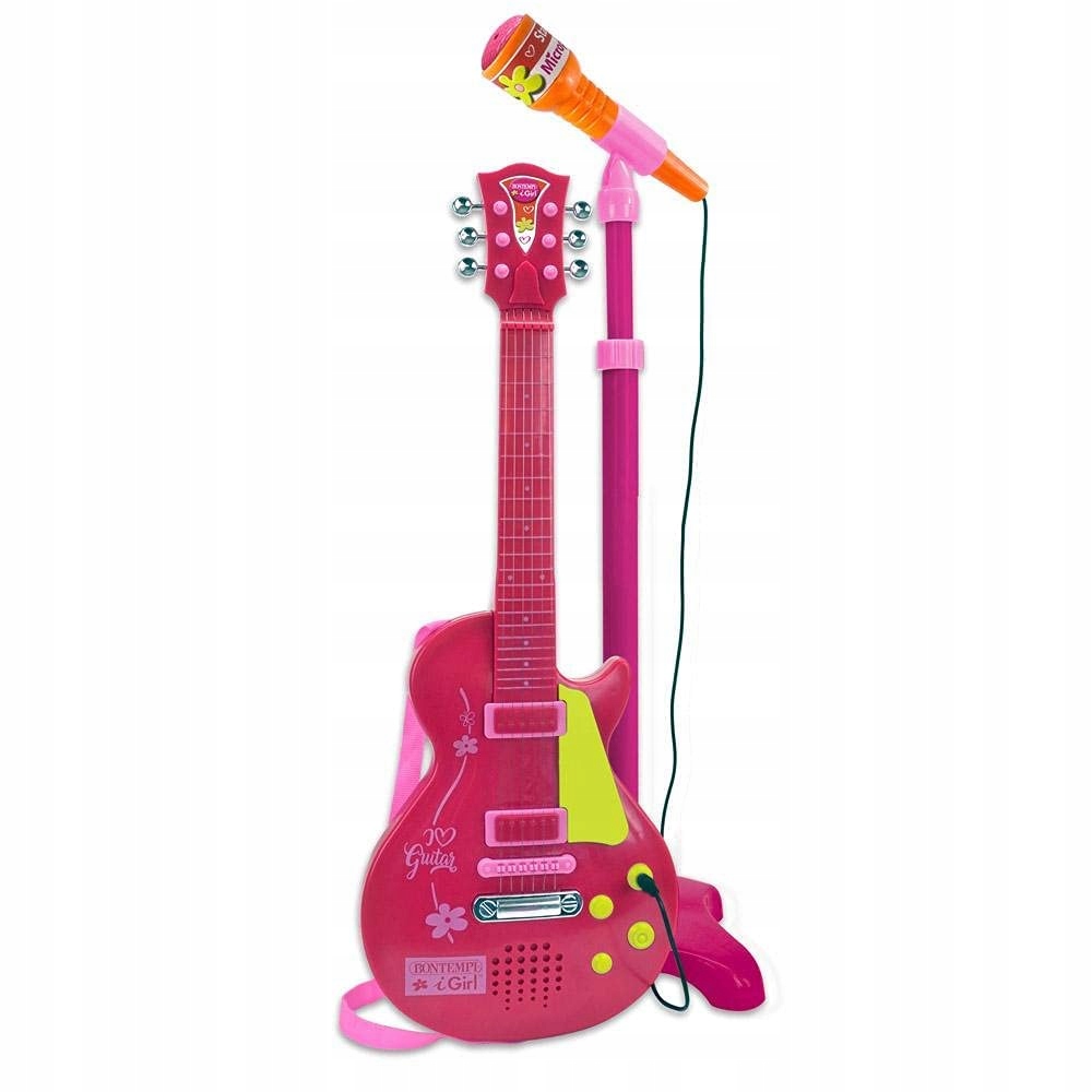 Bontempi 24 5832 Gitara rockowa z mikrofonem stojakowym różowa