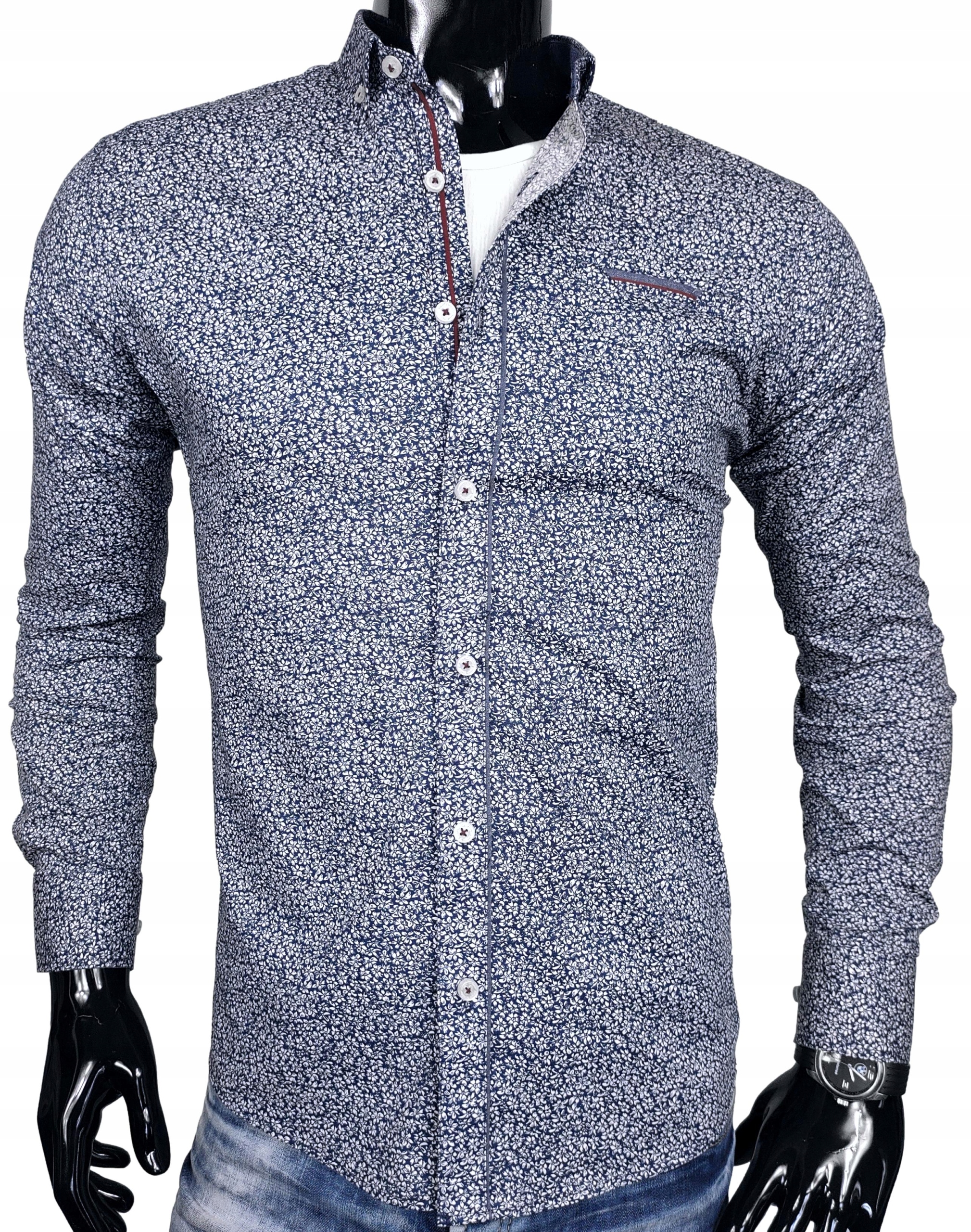 

Koszula Męska We Wzorki Slim Fit EN216 r. XXL
