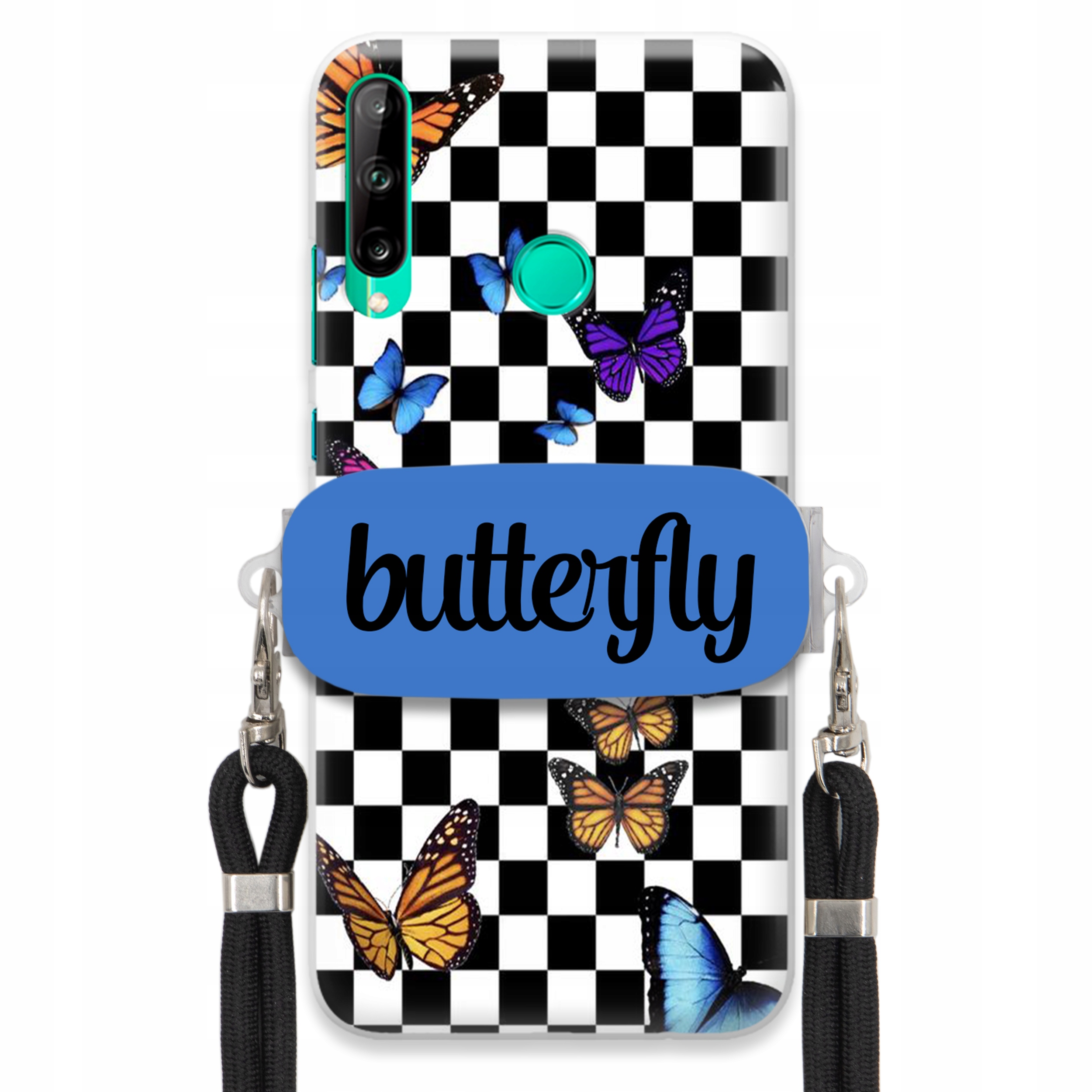 Puzdro Pre Huawei P40 Lite E Case Obdĺžnikový Držiak Vodítko Butterfly Motýle