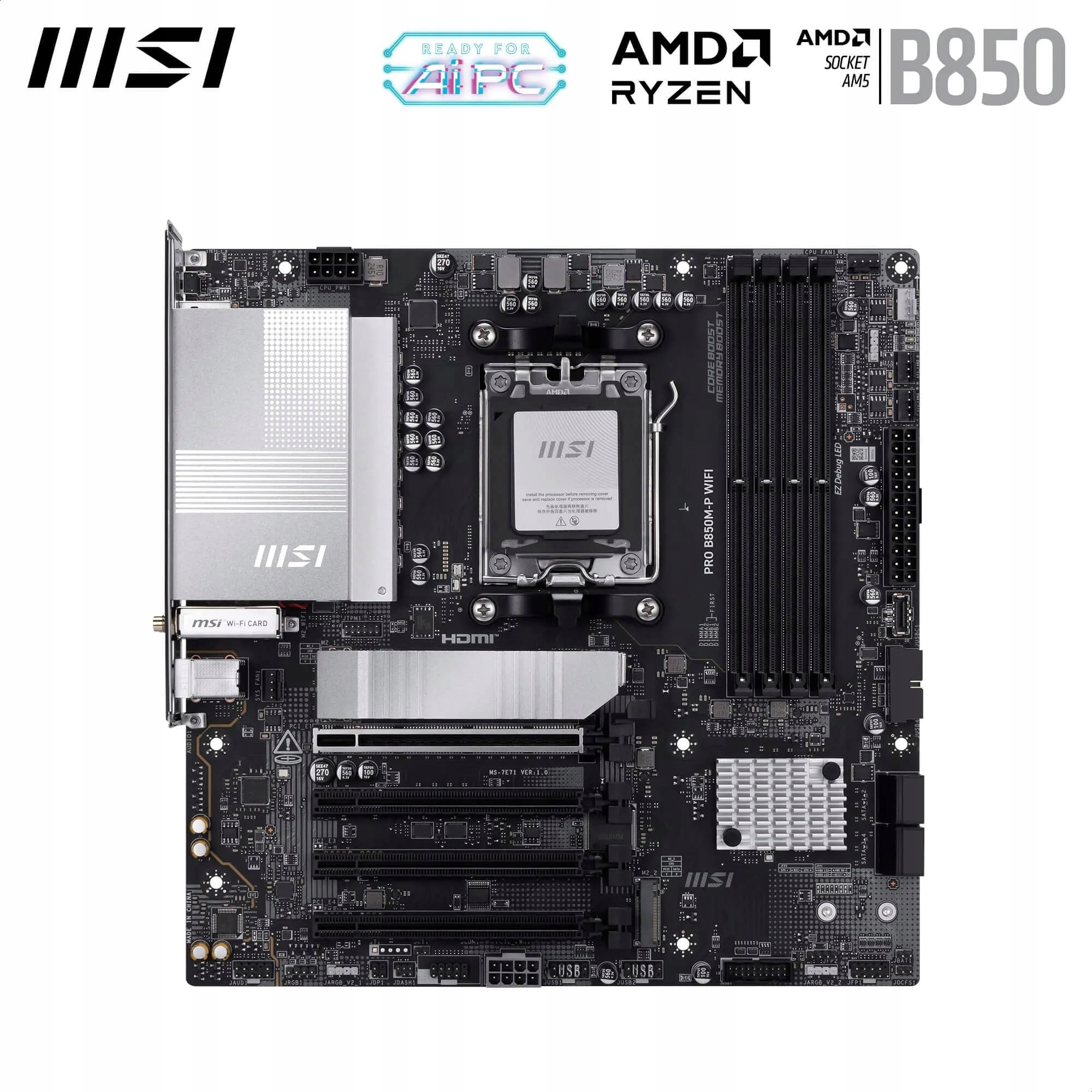 MSI PRO B850M-P WiFi Płyta Główna AMD Ryzen 9000 AM5 DDR5 mATX PCIe 5.0 — miniatura 2