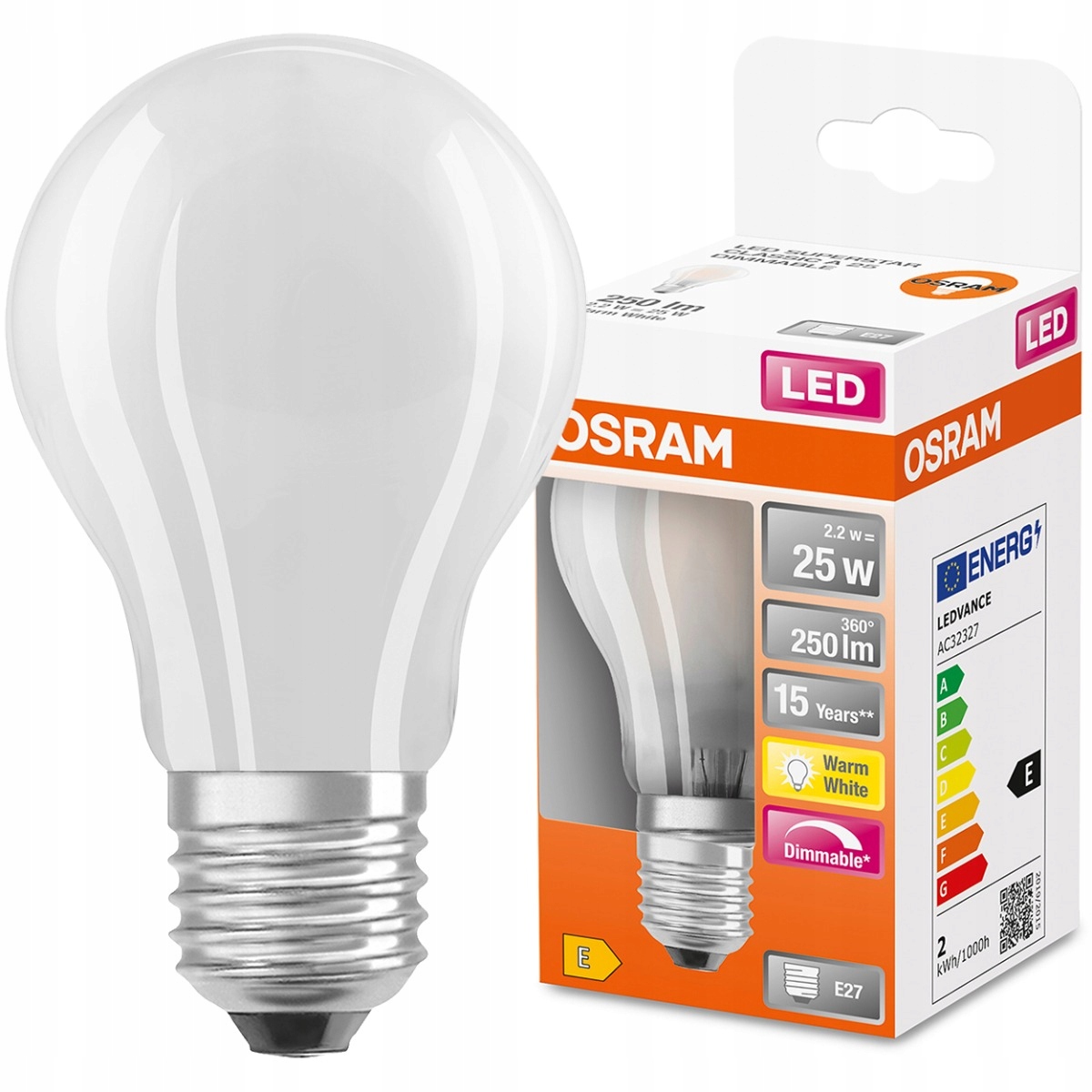 

Żarówka Led E27 A60 2,2W 2700K Ściemnialna Osram