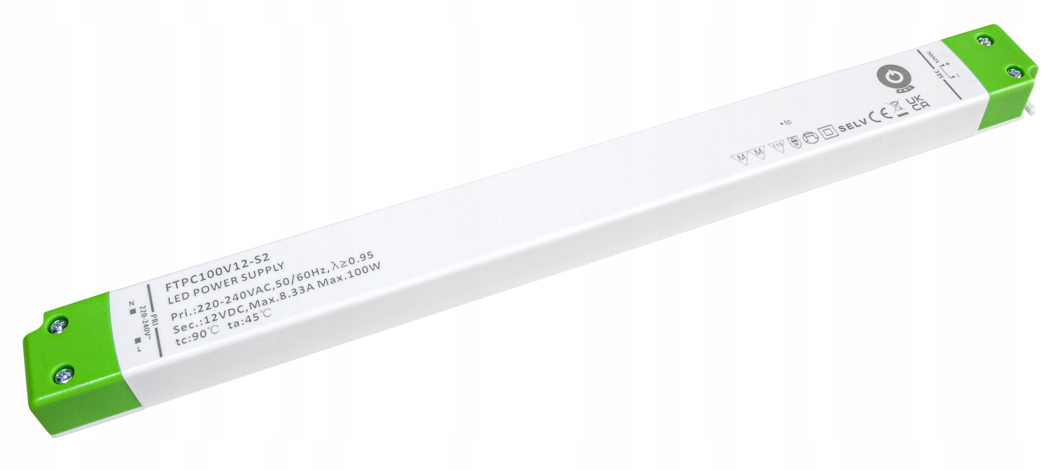 FTPC100V24-S2: Led zdroj 24V/4.17A CV, slim plastové pouzdro