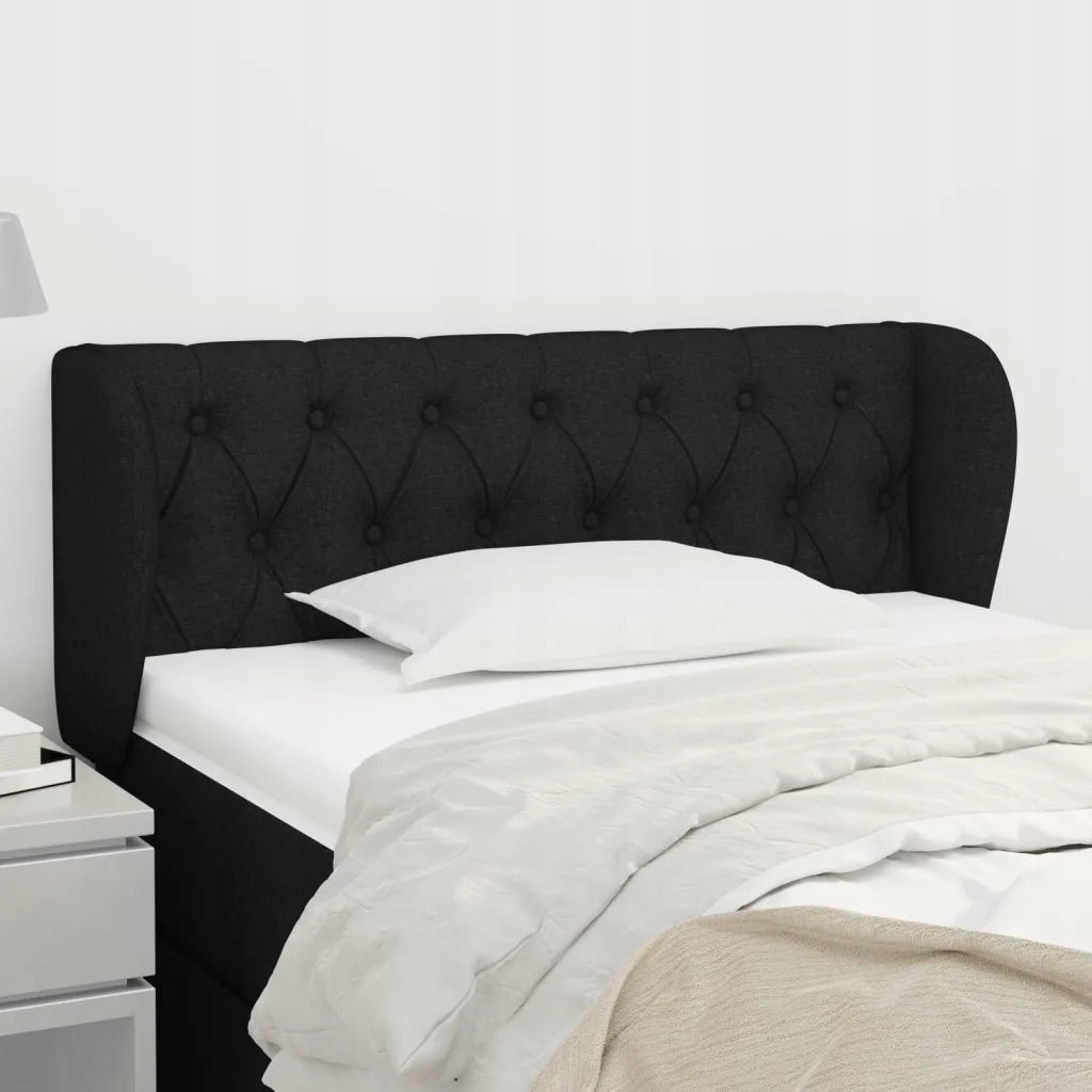 Čelo postele typu ušák černé 103x23x78/88 cm textil Černý 3117472