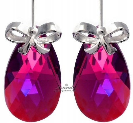 Nové krystaly Krásné Náušnice Fuchsia Stříbro