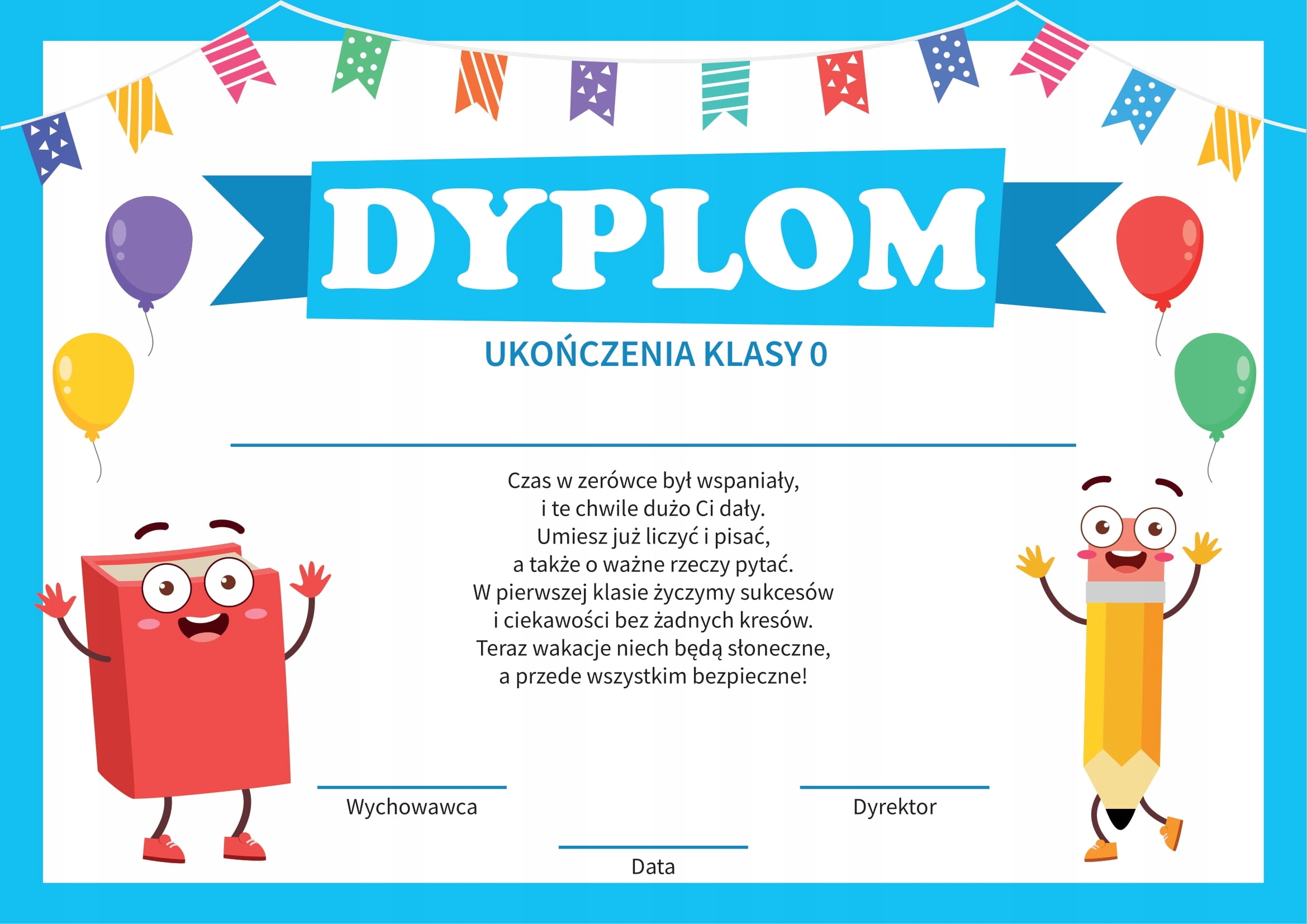

Dyplom ukończenia Zerówki A4 wz. 12